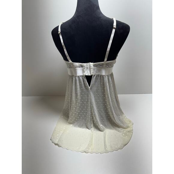 Women’s White Sheer Coquette Feminine Chemise Sz L Mini Slip Nightie Romantic - Picture 2 of 7